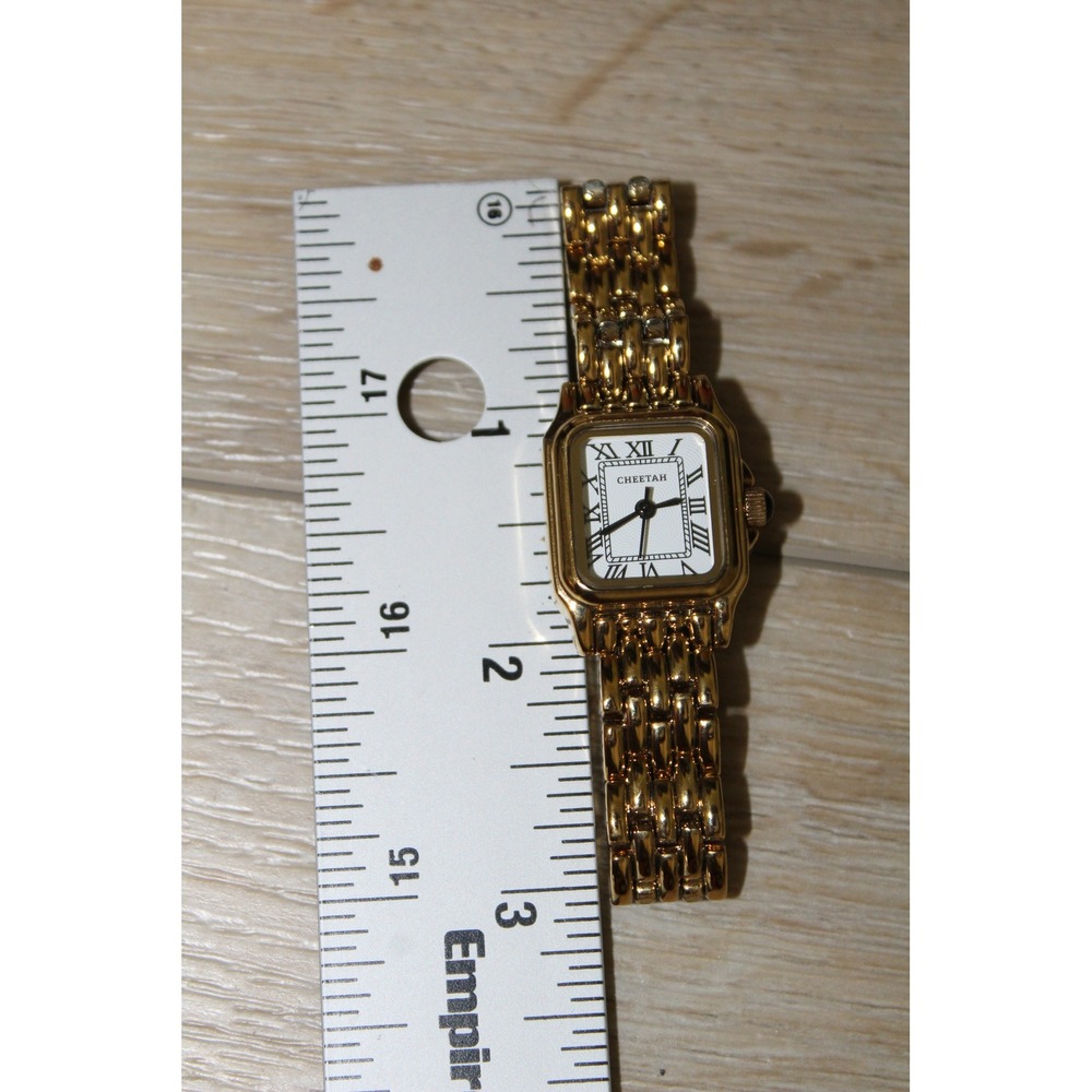 Cheetah CH-1501 Women Watch Gold Stainless Steel Square Roman Numeral White Dial - Picture 3 of 3